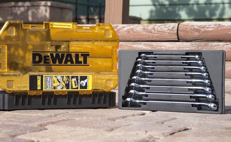 DEWALT SAE Combination Wrench Set 8-Piece Removable Internal Tray Lockable Cases 